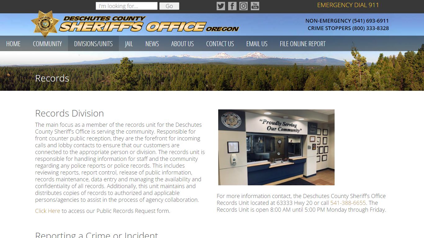 Records | Deschutes County Sheriff's Office in Oregon
